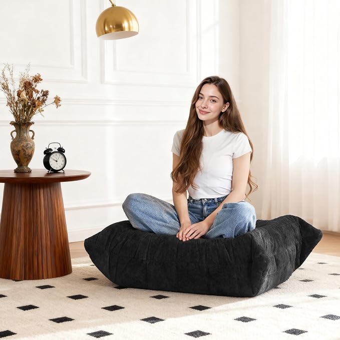 Bean Bag Ottoman, Memory Foam Lazy Bean Bag Sofa, Fireside Chair Foot Rest - Image 2