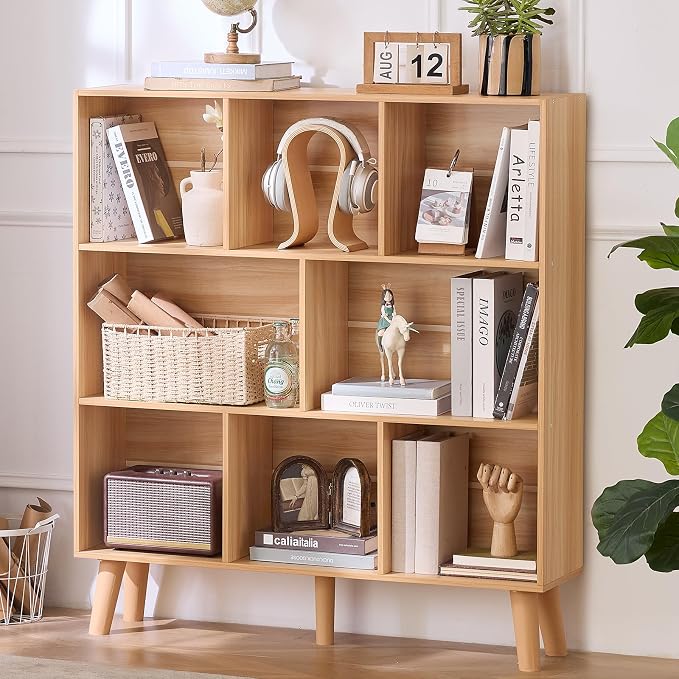 LEYAOYAO Wooden 8 Cube Book Shelf, Natural 3 Tier Bookshelf by LEYAOYAO-Findtheshiningpointofyourideallife%EF%BC%81