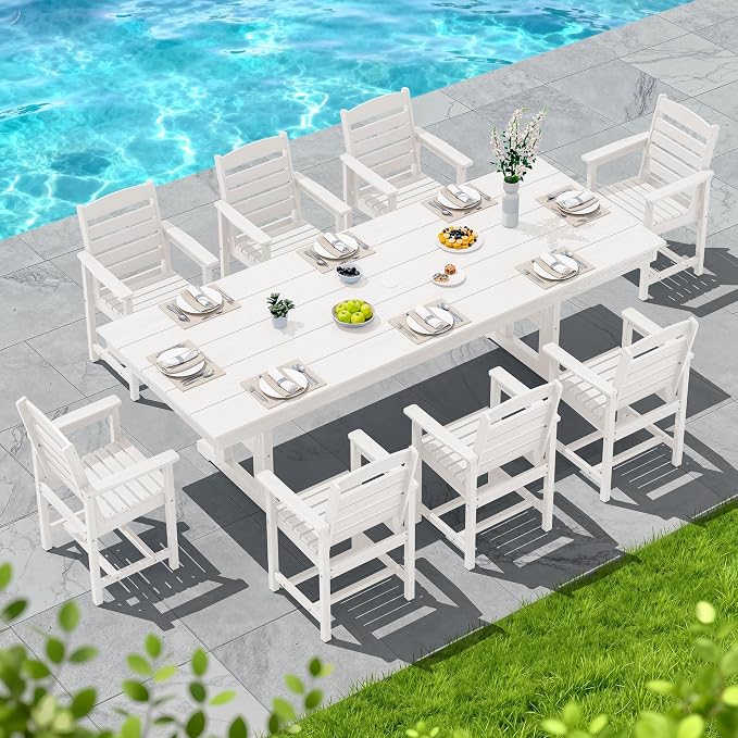 SERWALL Outdoor Large HDPE Dining Table, All Weather HDPE Outdoor Furniture - Image 5