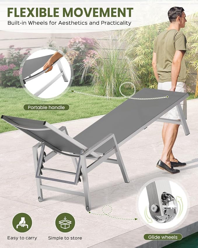 Patio Chaise Lounge Chair Outdoor Set of 2 - Image 5