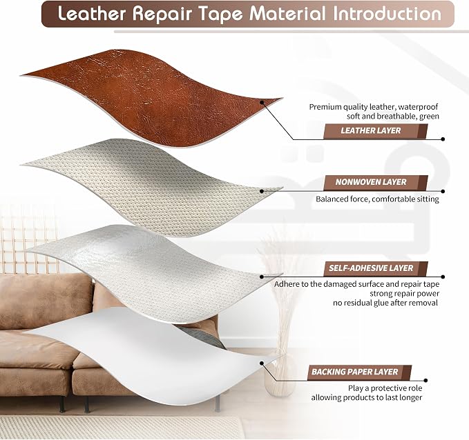 KING MOUNTAIN Leather Repair Patch, 16 x 60 Inches Self-Adhesive Repair Tape - Image 3