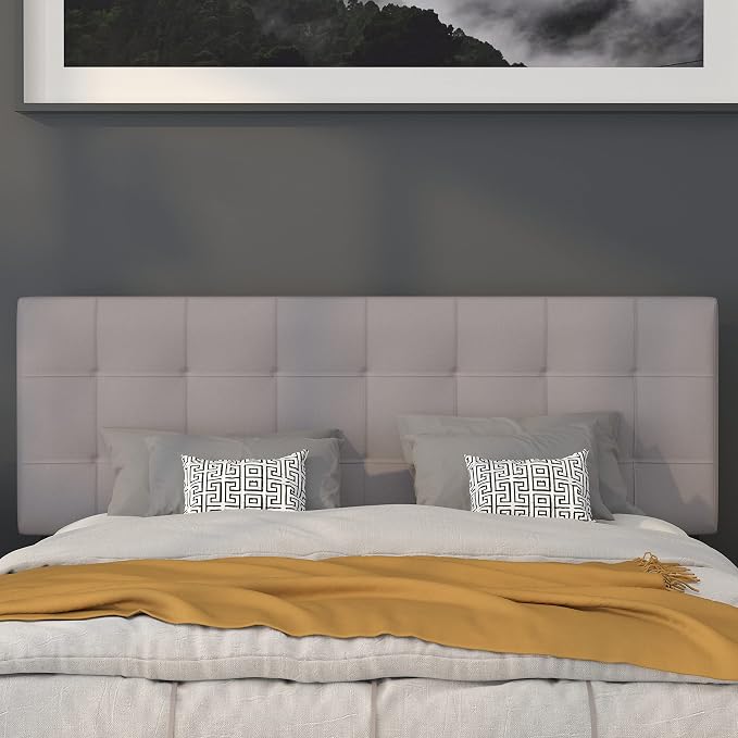Flash Furniture Bedford Tufted Upholstered Queen Size Headboard in Light Gray - Image 6
