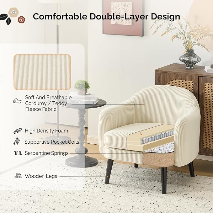 VINGLI 30.3" Wide Modern Barrel Accent Armchairs Set of 2 - Image 3