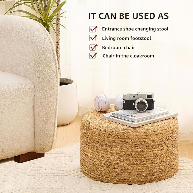 Handwoven Seagrass Ottoman Stool — Natural Round Footstool, Eco‑Friendly Accent - Image 5