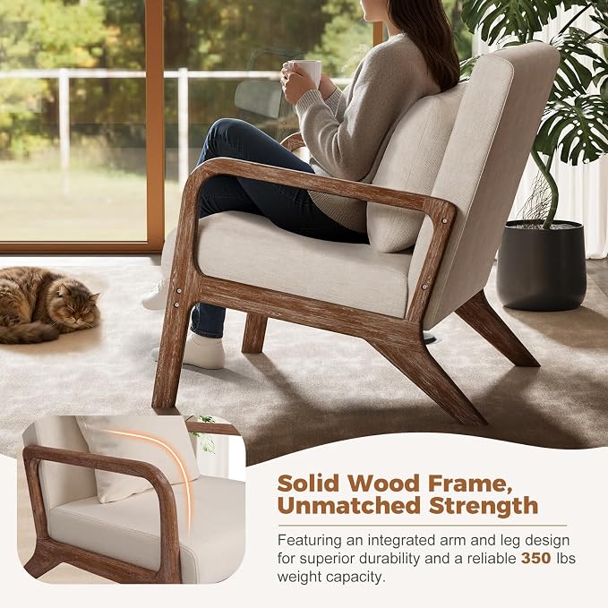 ELUCHANG Modern Accent Chairs Set of 2, Upholstered Reading Arm Chair - Image 6