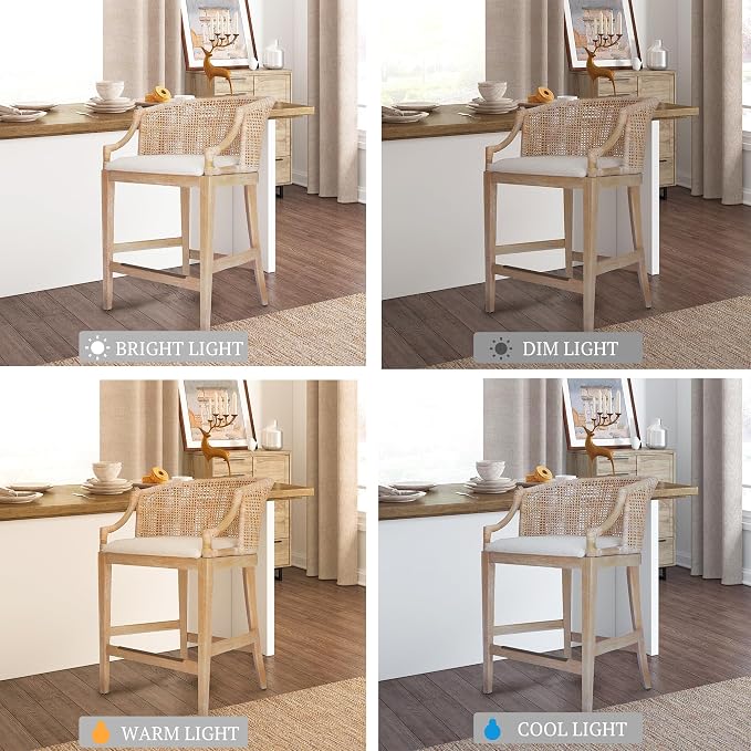 Martha Stewart Farmhouse Counter Height Bar Stools, Handcrafted Rattan Counter - Image 7