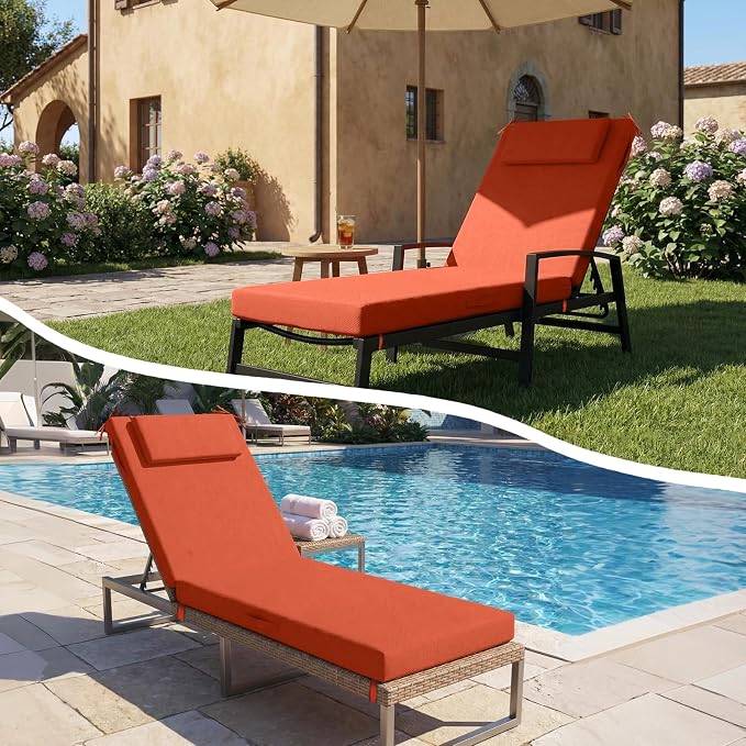 Outdoor Chaise Lounge Cushions, 71x21 Inch Olefin Water & Fade Resistant Pool - Image 6