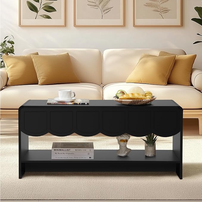 Lift Top Coffee Table with Hidden Compartment, 2 Tier Wooden Center Table with - Image 7