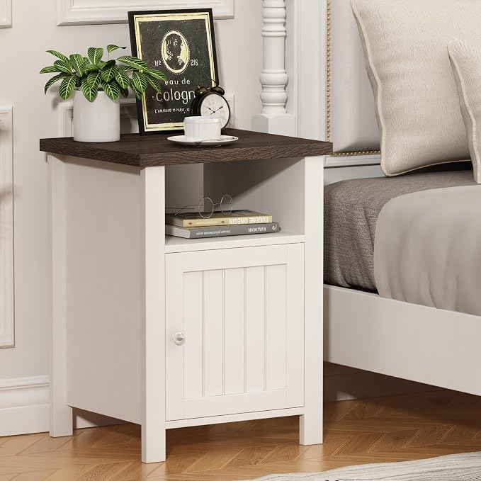 ChooChoo Farmhouse Nightstands Set of 2, Rustic Vintage End Side Table - Image 4