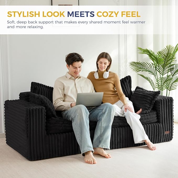 MAXYOYO 76" Bean Bag Sofa Couch, Loveseat Boneless Couch in a Box, Upholstered - Image 9