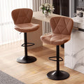 Nalupatio Modern Bar Stools Set of 2, Faux Leather Upholstered Swivel Bar Stools by Nalupatio