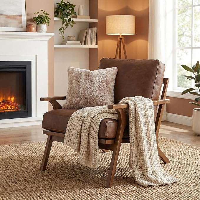 HNY Mid Century Arm Chair, Retro Accent Armchair - Image 9