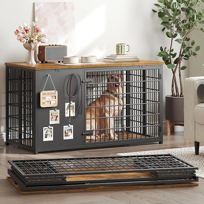 YATINEY Foldable Dog Crate Furniture, 47.2" Dog Crate by Yatiney