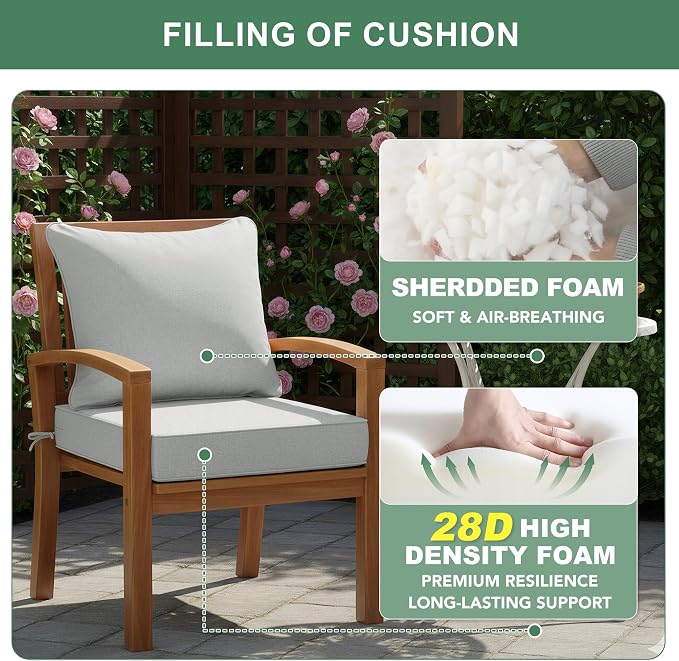 Summsun Patio Cushions for Outdoor Furniture, Faux Linen Water Resistant - Image 6