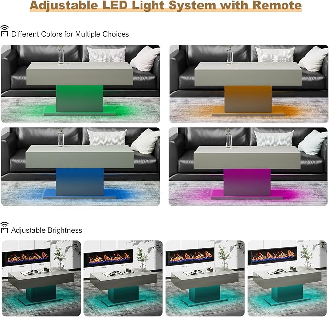 HedoAjim Led Coffee Table for Living Room, Living Room Table Rectangular Center - Image 7