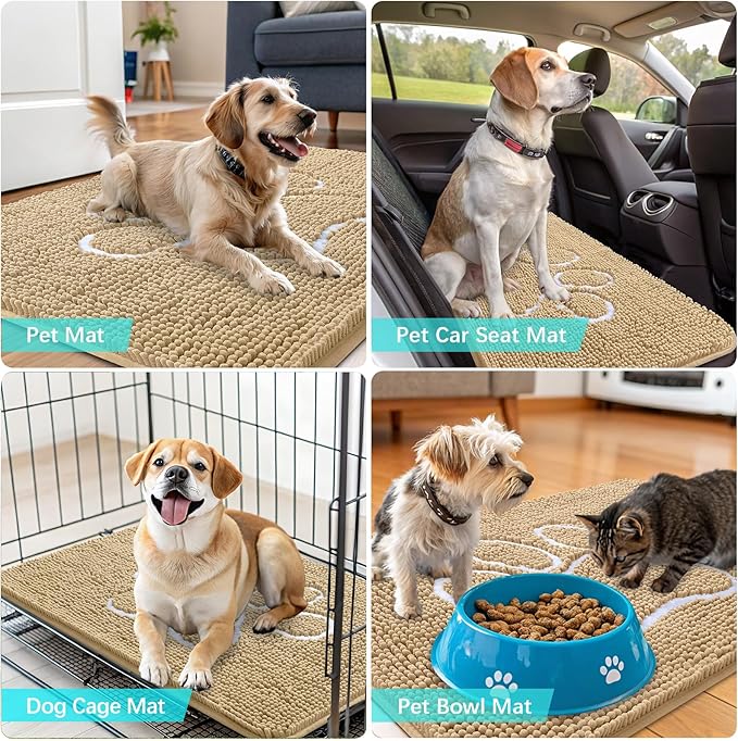 OLANLY Dog Door Mat for Muddy Paws 70x32, Paw Print Design, Absorbs Moisture - Image 7
