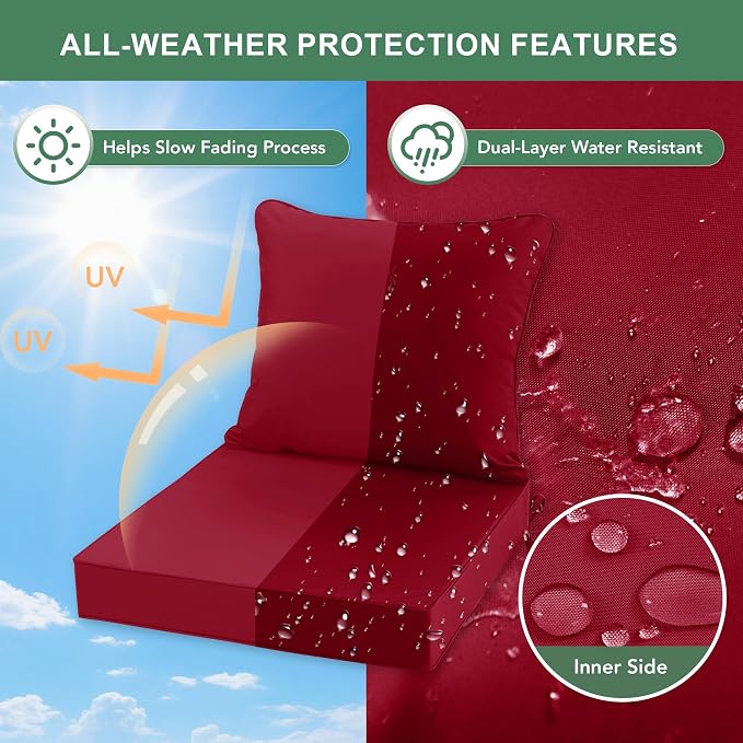 Summsun Outdoor Cushions for Patio Furniture, Double-Sided Waterproof Backrest - Image 3