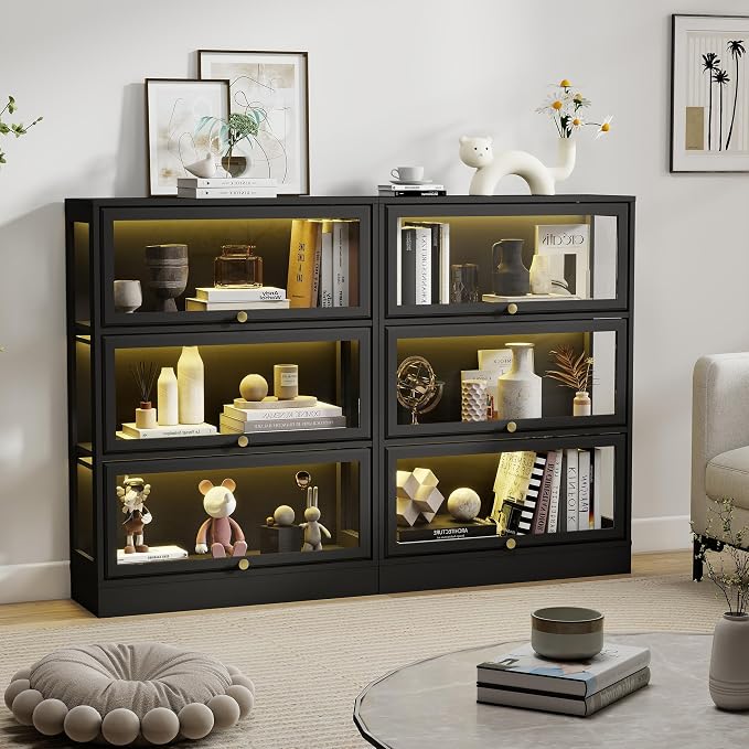 Display Cabinet with Acrylic Glass Doors, 3-Tiers Curio Cabinet with LED - Image 3