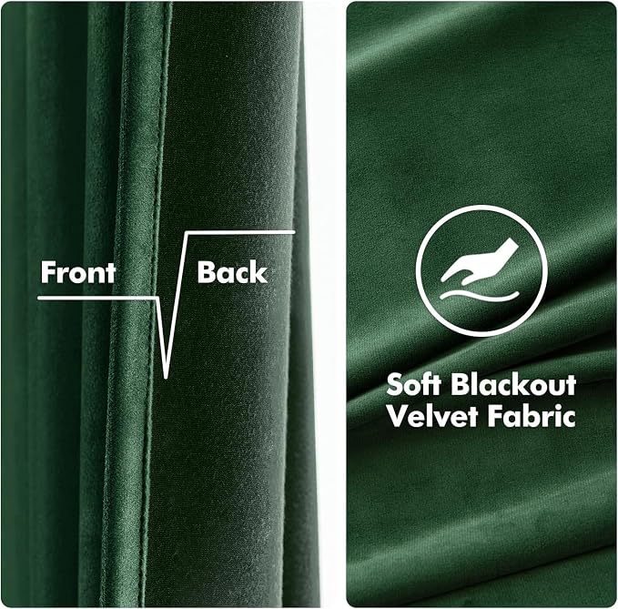 MIULEE Christmas Velvet Curtains Emerald Green Elegant Grommet Curtain Thermal - Image 3