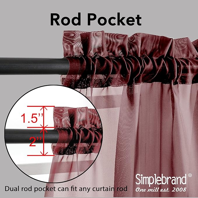 Simplebrand Red Sheer Panles 72 Inches Long 2 Panels - Image 2
