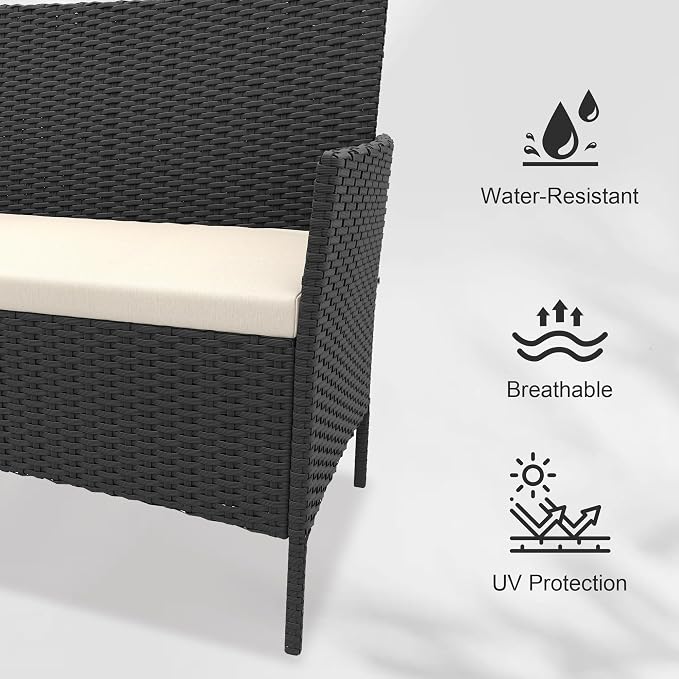 GarveeLife 4-Piece Patio Furniture Set, Rattan Outdoor Furniture - Image 5