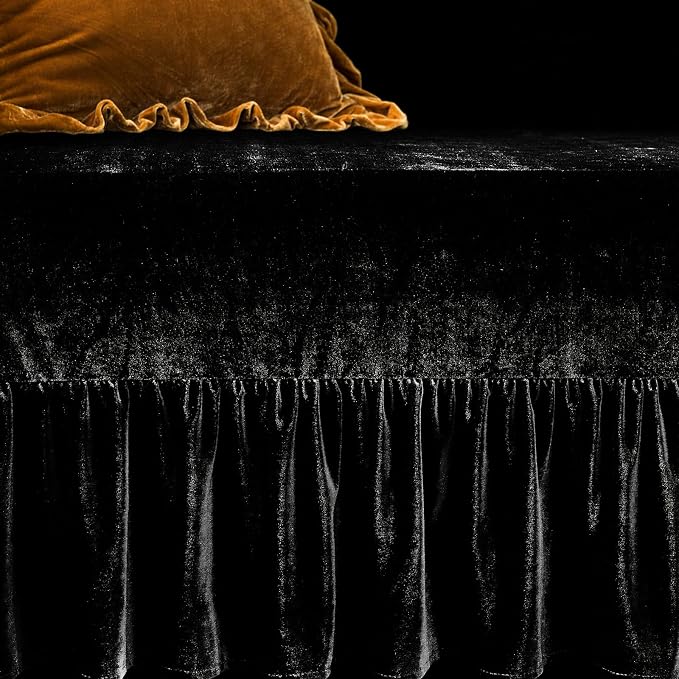 GLORY SEASON Velvet Sofa Cover Soft Decorative Luxurious Solid Exquisite Ruffle - Image 6