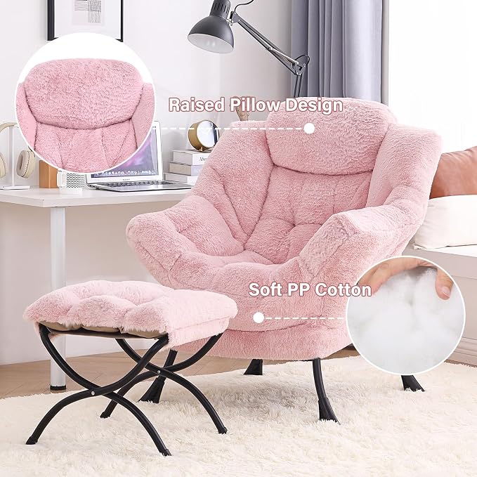 Tiita Lazy Chair with Ottoman, Comfy Leisure Sofa Armchair with Ottoman - Image 4