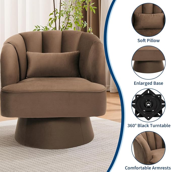 Garvee Ultra-Plush Swivel Accent Chair, 360° Barrel Lounge Chair - Image 5
