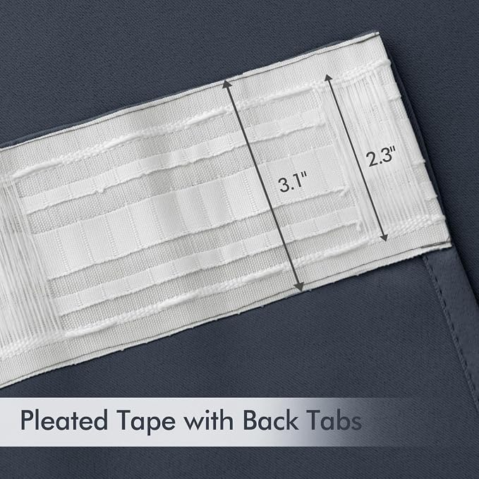 MIULEE Stone Blue Back Tab Blackout Curtains 120 Inch Long 2 Panels Set - Image 4