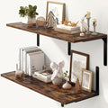 Fun Memories Rustic Brown 12 Inch Deep Floating Shelves Set of 2, Wall Mounted by FunMemories