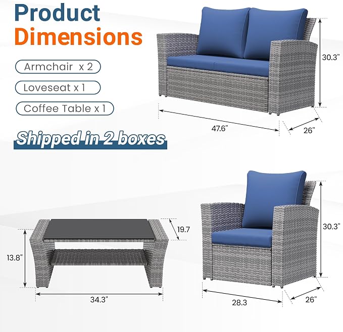 Wisteria Lane Patio Furniture Set, Wicker Outside Outdoor Furniture - Image 2