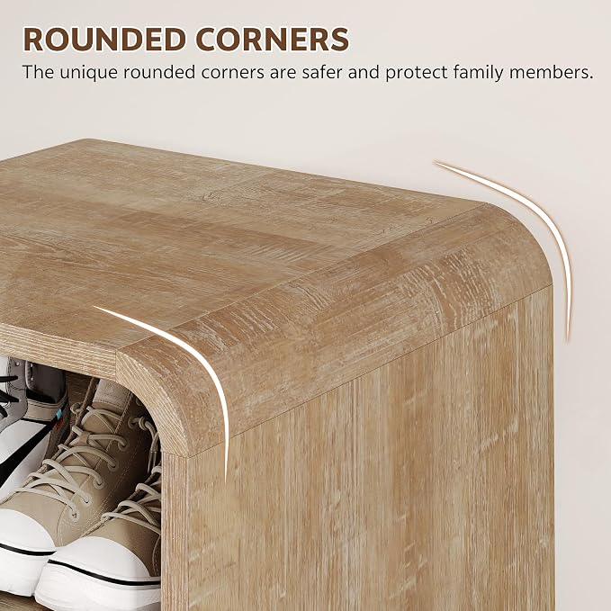 Shoe Cabinet with Bench, U-Shaped Shoe Storage Bench, Tall Shoes Cabinet with - Image 6