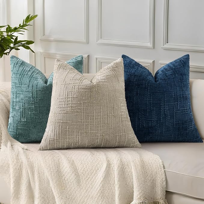 decorUhome Light Brown Chenille Throw Pillow Covers 18x18 Set of 2 Textured - Image 5