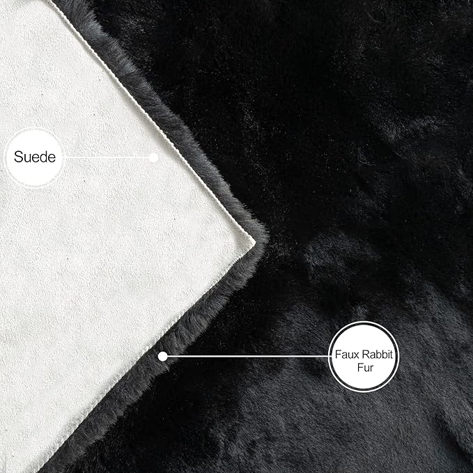 ORINOVA Black Rabbit Shaggy Fur Rug - Image 7