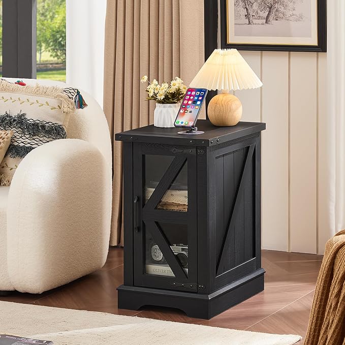 Joaxswe Narrow Night Stand for Small Spaces, Farmhouse Side End Table - Image 9