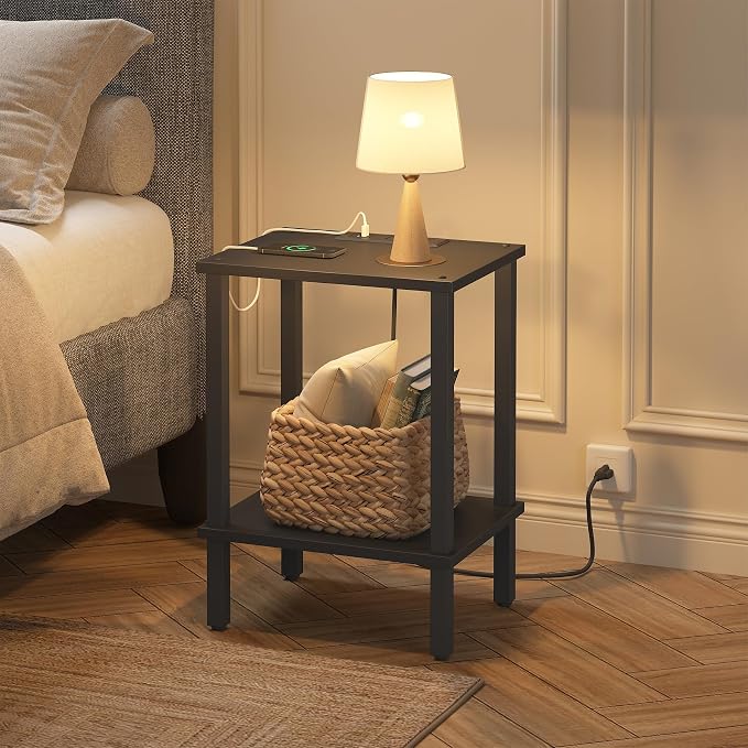 TUTOTAK End Table with Charging Station, Side Table with USB Ports and Outlets - Image 8