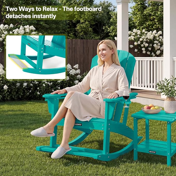 Outdoor Oversized Adirondack Rocking Chairs, All Weather HDPE Patio Rocking - Image 6