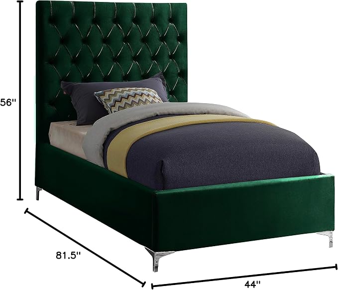 Meridian Furniture Cruz Collection Modern | Contemporary Velvet Upholstered Bed - Image 7