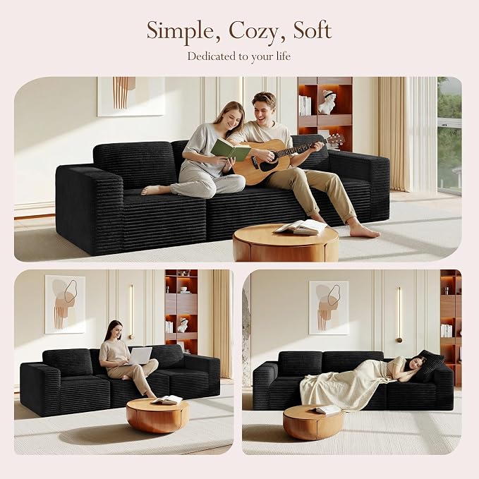 Vesgantti 119" Modular Sectional Sofa, Corduroy Cloud Couch - Image 3
