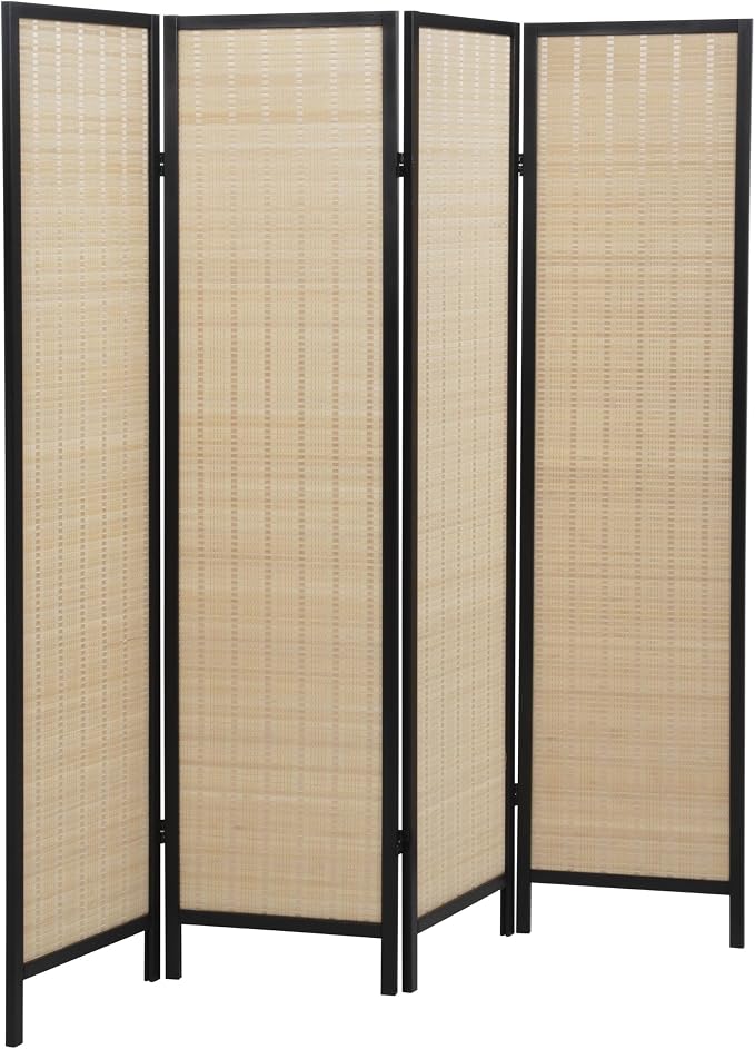 Roundhill Furniture Inkwell 4-Panel Bamboo Room Divider, Folding Portable - Image 9