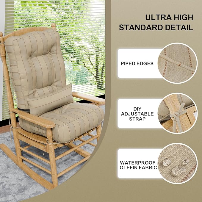 Rocking Chair Cushions with Pillow, Waterproof and Fade-Resistant Thicken - Image 6