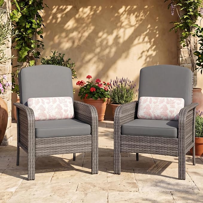 GarveeHome 2-Piece Outdoor Patio Furniture Set, All-Weather Rattan Chairs by GarveeHome