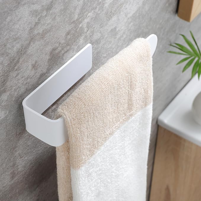 Taozun White Towel Rack, Self Adhesive Hand Towel Holder Towel Ring, Stainless - Image 2