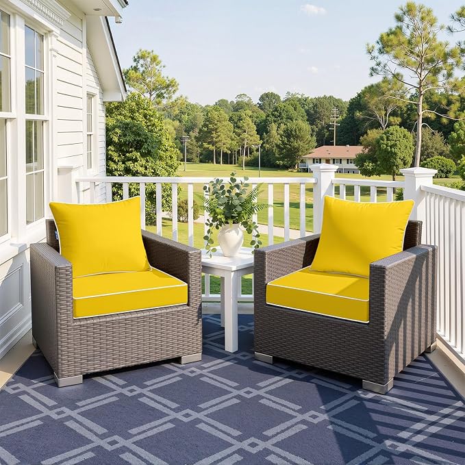 MIULEE Yellow Outdoor Seat Cushion 22x24 Inch Waterproof & 3 Year Fade - Image 2