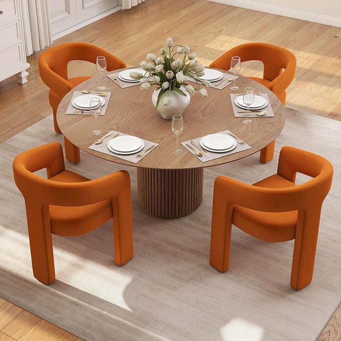 BESTANO Set of 4 Modern Velvet Fabric Upholstered Dining Chairs by BESTANO