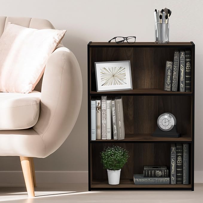 Furinno PASIR Book Shelf, 3-Tier Bookshelf, Storage Shelves Bookcase, 9.7 x - Image 2