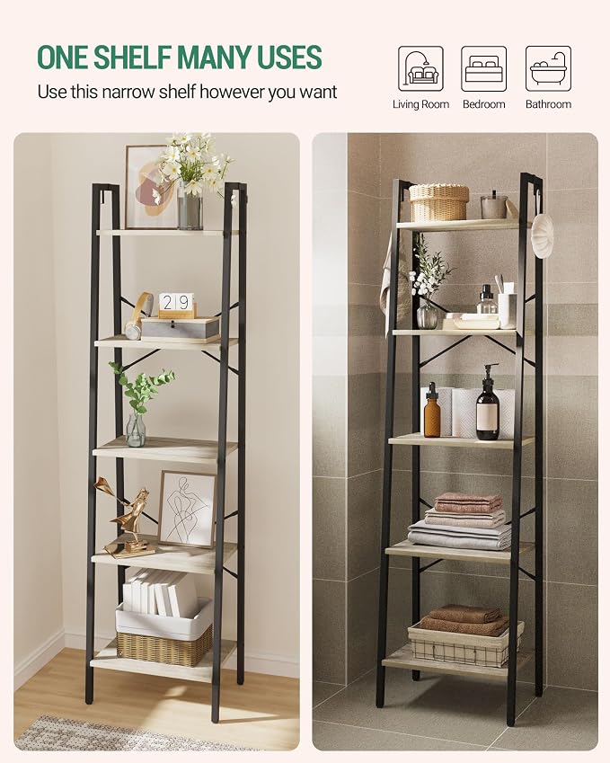 Hzuaneri Ladder Shelf, Bookshelf Bookcase, Freestanding Corner Storage Shelve - Image 4