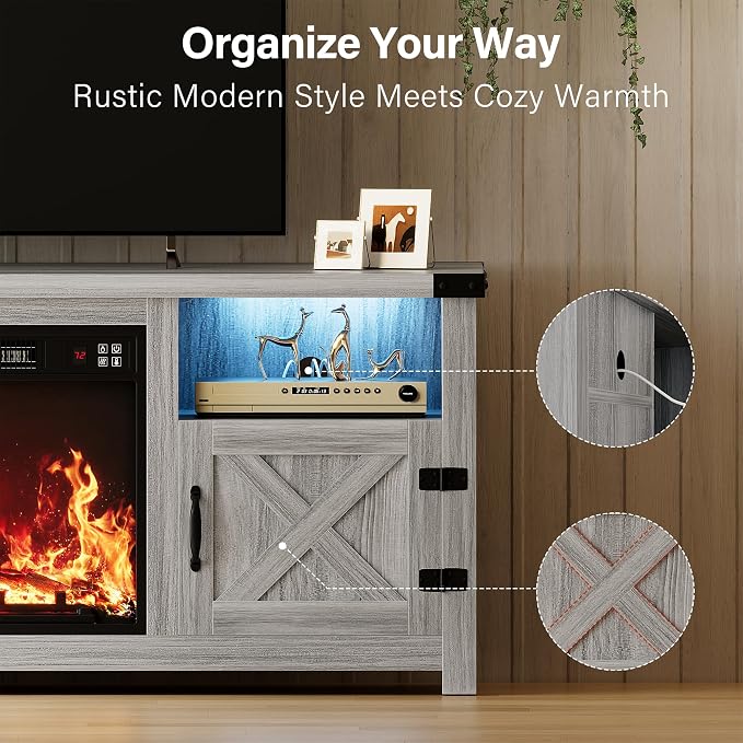 YESHOMY LED Fireplace TV Stand - Image 8