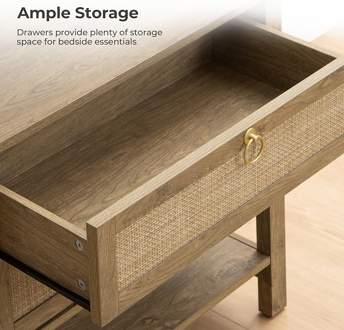 SICOTAS Night Stand with Drawers and Storage Shelf - Image 6