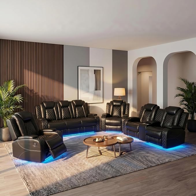 4-Piece Leather Power Recliner Sofa Set by ELDANISPOWERRECLINERSOFA